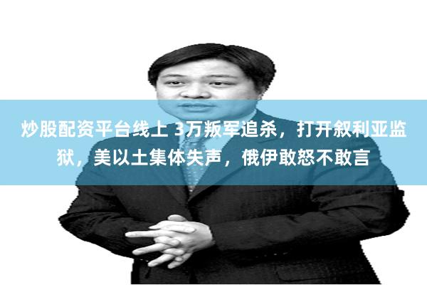 炒股配资平台线上 3万叛军追杀，打开叙利亚监狱，美以土集体失声，俄伊敢怒不敢言