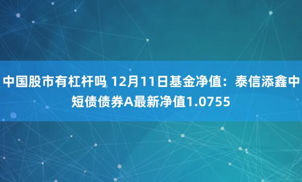 中国股市有杠杆吗 12月11日基金净值：泰信添鑫中短债债券A最新净值1.0755