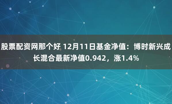 股票配资网那个好 12月11日基金净值：博时新兴成长混合最新净值0.942，涨1.4%