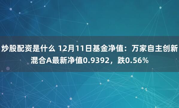 炒股配资是什么 12月11日基金净值：万家自主创新混合A最新净值0.9392，跌0.56%