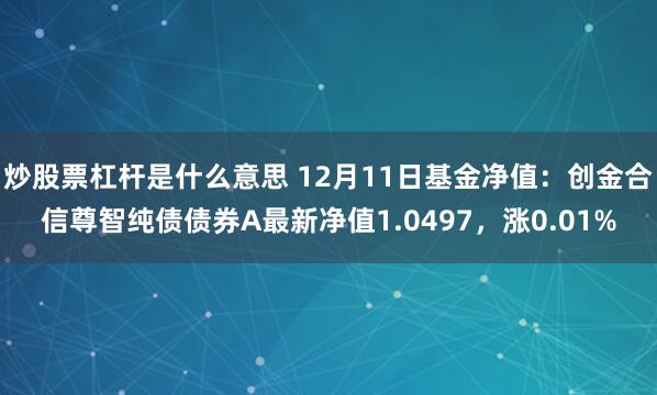 炒股票杠杆是什么意思 12月11日基金净值：创金合信尊智纯债债券A最新净值1.0497，涨0.01%