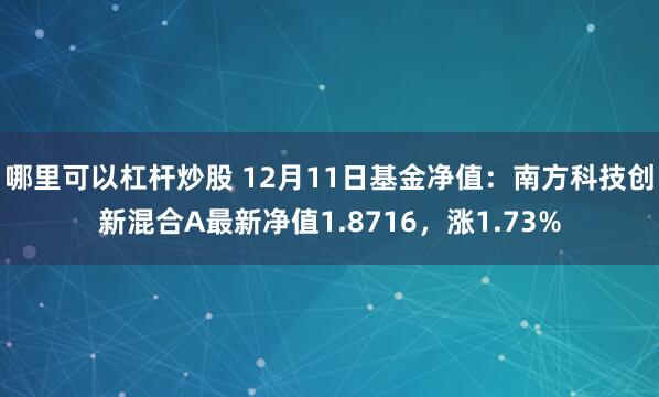 哪里可以杠杆炒股 12月11日基金净值：南方科技创新混合A最新净值1.8716，涨1.73%