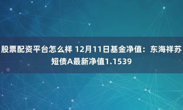 股票配资平台怎么样 12月11日基金净值：东海祥苏短债A最新净值1.1539