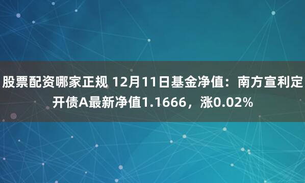 股票配资哪家正规 12月11日基金净值：南方宣利定开债A最新净值1.1666，涨0.02%